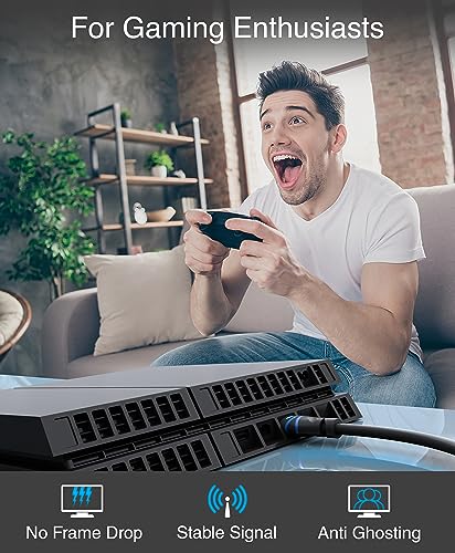 BlueRigger 8K HDMI 2.1 Cable (6FT, 8K 60Hz HDR, 4K 120Hz, High Speed 48Gbps with Ethernet, eARC, 3D, HDCP 2.3) - Compatible with PS5, Xbox, Roku, Apple TV, Switch, PC 2