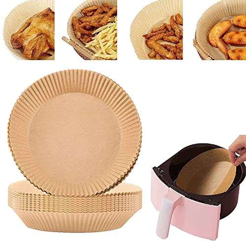 Air Fryer Disposable Paper Liner,50PCS Inside Diameter 6.3"Outer Diameter 7.9"Non-Stick Air Fryer Liners Round, Oil-proof, Water-Proof, for Air Fryer Baking Roasting Microwave (50, A)