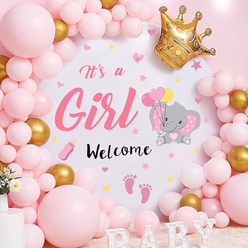It's A Girl Sign Decls for Backdrop Baby Shower Decorations for Girl Welcome Home Baby Girl Decals Sign for Balloon Arch Baby Elephant Gender Reveal Party Signs 3