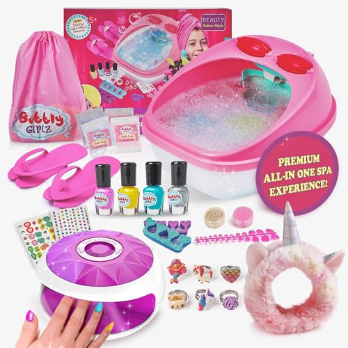 Kids Spa Day Kit for Girls - 42+ Piece Set with Waterfall Foot Spa - Perfect Spa Kit for Girls Ages 5+, Fun Pedicure and Party Supplies, Ideal for Girls Ages 6 7 8 9 10-12, Christmas Gifts For Girls 1