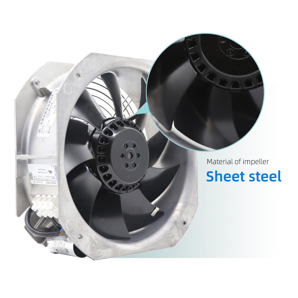 W2E200-HH38-07 eBm Papst W2E200HH3807 2800RPM 230V AC Axial Compact Fan 450CFM 0.29A/0.35A 64W/80W Ball Bearing Fan Dust Proof Ventilation Fans for Control Cabinet HVAC Cooling 6