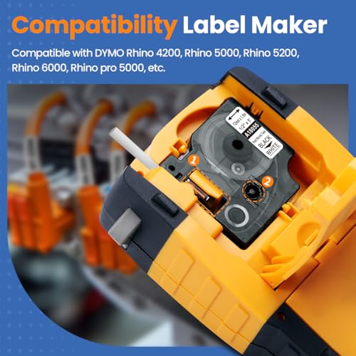 3-Pack Aonomi Compatible Label Tapes Replacement for DYMO 18051 18053 18055 (1/4", 3/8", 1/2") Heat Shrink Tube Labels for DYMO Rhino 4200 5200 5000 Industrial Label Maker, Black on White, 4.9 Feet 2