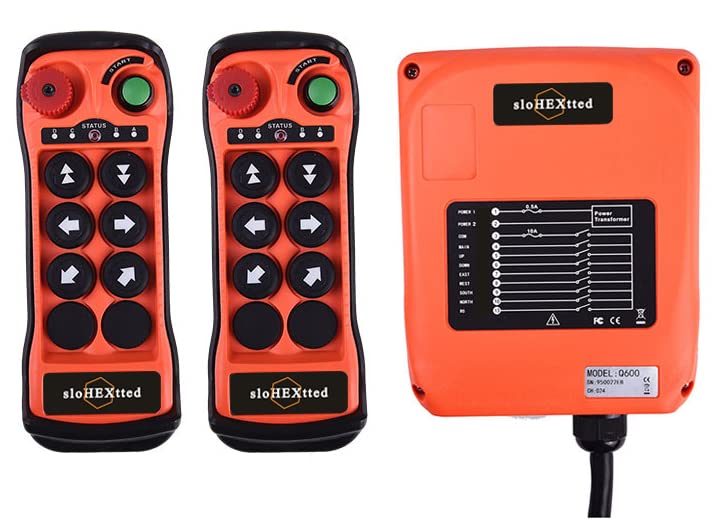 Crane Remote Control Wireless Radio Industrial Overhead Bridge Electric Chain Hoist Controller 2 Transmitters and Receiver 6 Channel Button 12V 24V Q600 1