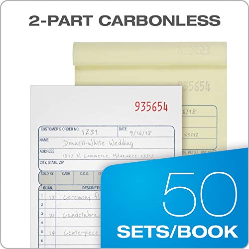Adams Sales Order Book, 2-Part, Carbonless, White/Canary, 4-3/16 x 7-3/16 Inches, 50 Sets per Book (DC4705) 2