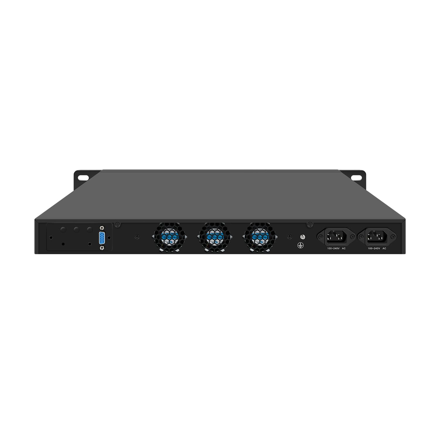 HUNSN 1U Firewall Appliance with Redundancy Power Supply, VPN, Router PC, N100, RJ53k, 4 x 226-V 2.5GbE LAN, Console, VGA, GPIO, SIM Slot, Dual Power, Barebone, NO RAM, NO Storage, NO System 3