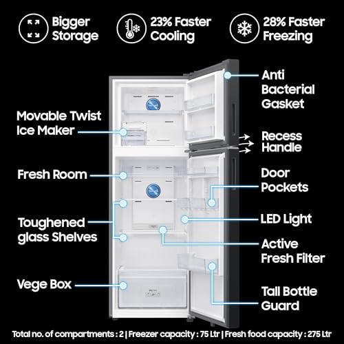 Samsung 350 L, 3 Star, Convertible 5-in-1, Digital Inverter, Frost Free Double Door, WiFi Enabled Bespoke AI Refrigerator (RT38DG5A4DBXHL, Luxe Black) 3