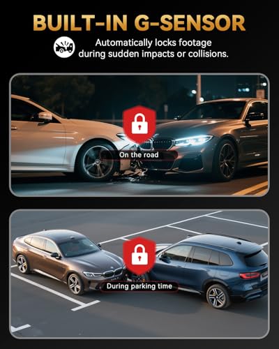 TERUNSOUl 4K+4K Dash Cam Front and Rear, Free 128GB Card Included, 5.8GHz WiFi Dash Camera for Cars, Built-in GPS, G-Sensor, 170°Wide Angle, 3" IPS Screen, 24H Parking Mode, Support 512GB Max 5