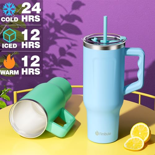 Fimibuke 40 oz Tumbler with Handle & Carrier Bag, Stainless Steel Insulated Cup with Lid & Straw & Purse Pouch Phone Pocket, Gym Water Bottle Cupholder Friendly Women Men Travel Mug with Sleeve Holder 2