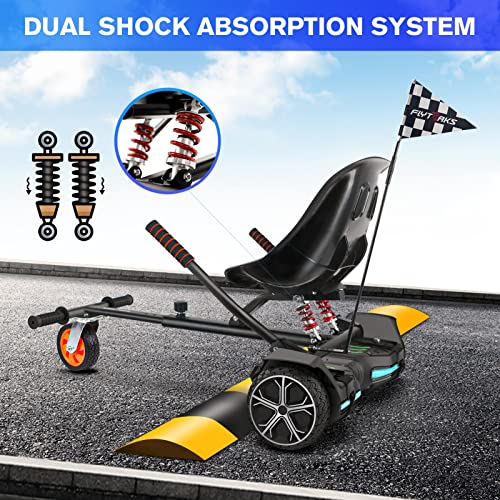 Flytraks K2 Hoverboard Go Kart with Rear Shock Absorption, Hoverboard Seat Attachment Accessory for 6.5" 8" 10" Hover Board, Adjustable Frame Length & Off-Road Rubber Wheel 2