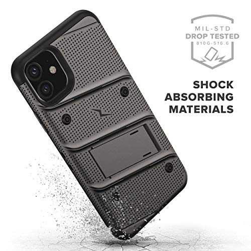 Zizo Bolt Cover - Case for iPhone 11 with Military Grade + Glass Screen Protector & Kickstand and Holster (Metal Gray/Black) 4