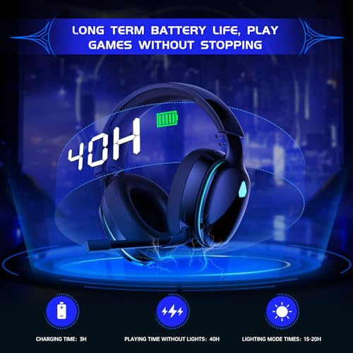 Gvyugke Gaming Headset Wireless 2.4GHz for PS5, PS4 Fortnite/Call of Duty/FPS Gamers, PC, Switch, Bluetooth 5.3 Gaming Headphones with ENC Microphone, Surround Sound, 40+H Battery (Black) 5