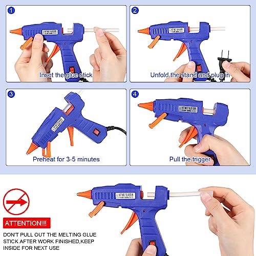 Mini Hot Glue Gun for School Craft Small Hot Melt Gun with Rubber Protector for Kids Craft Glue Gun for DIY Small Craft Projects and Home Quick Repairs, 30 W (6, Blue) 5