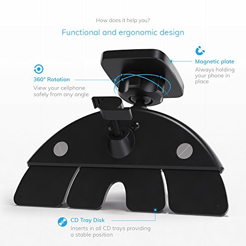 Wuteku Magnetic Cell Phone Holder CD Slot Kit for Car - Works on All Vehicles, Phones and Tablets - Compatible with iPhone XR XS X 8 7 and Samsung S10 S9 S8 and More by Pro Drivers 5