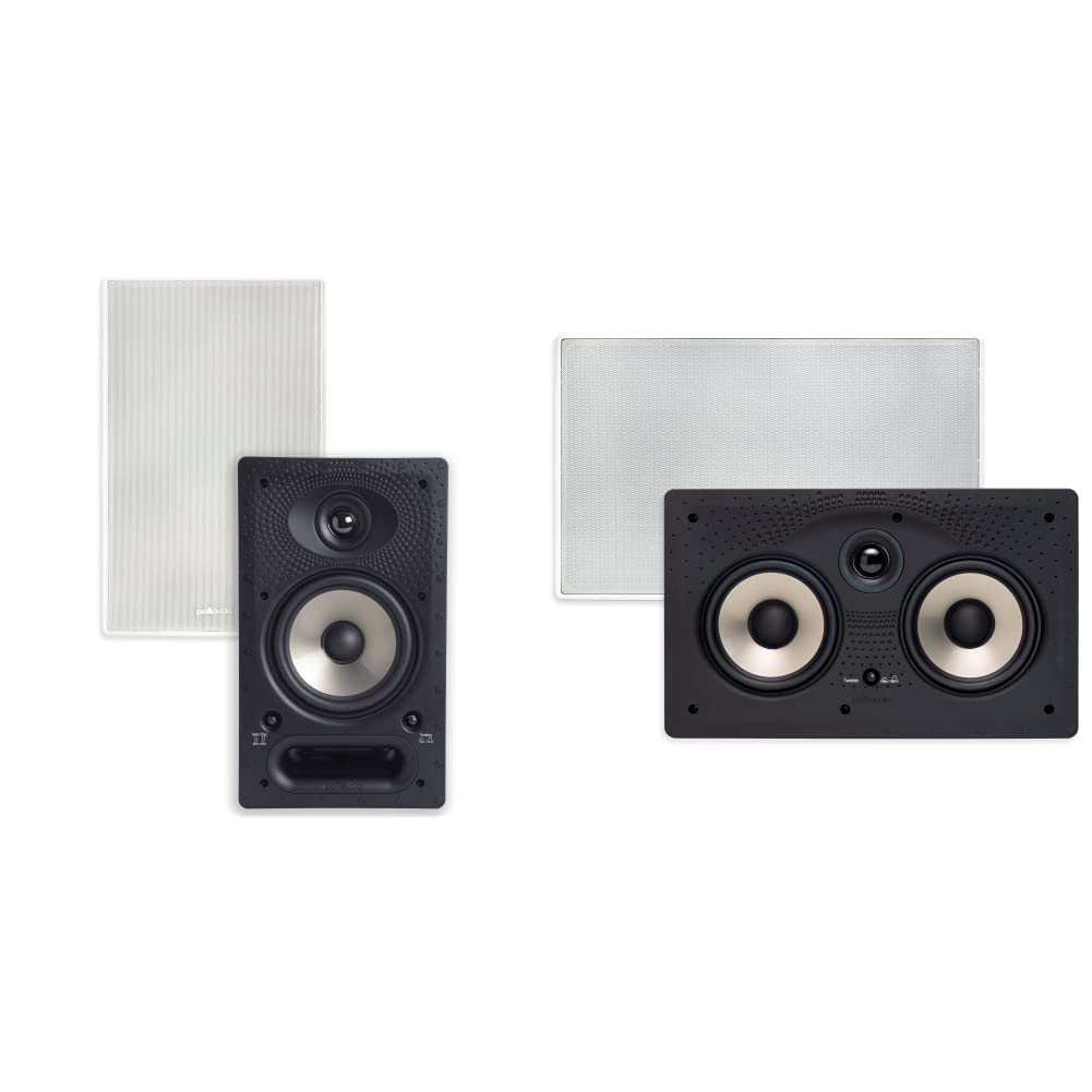 Polk Audio 65RT Sound Wall Mount Speakers, White & Polk Audio 255C-RT Wall Mount Speaker, Black/White 1