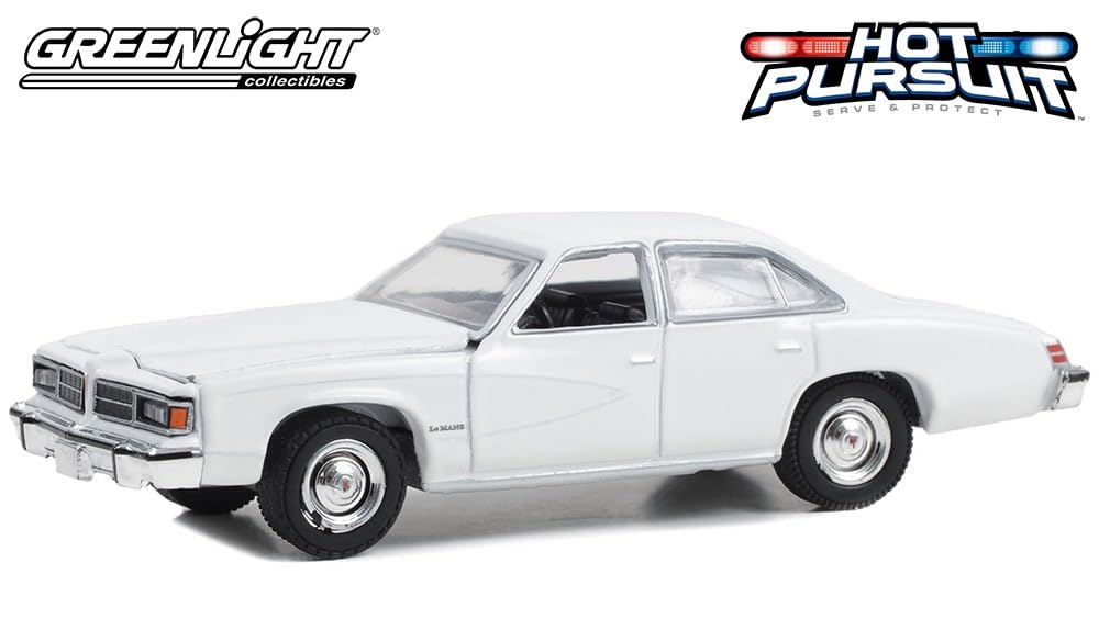 Greenlight 43014N Hot Pursuit - 1976-77 Pontiac Lemans Enforcer - White 1:64 Scale Diecast with Lightbar 3