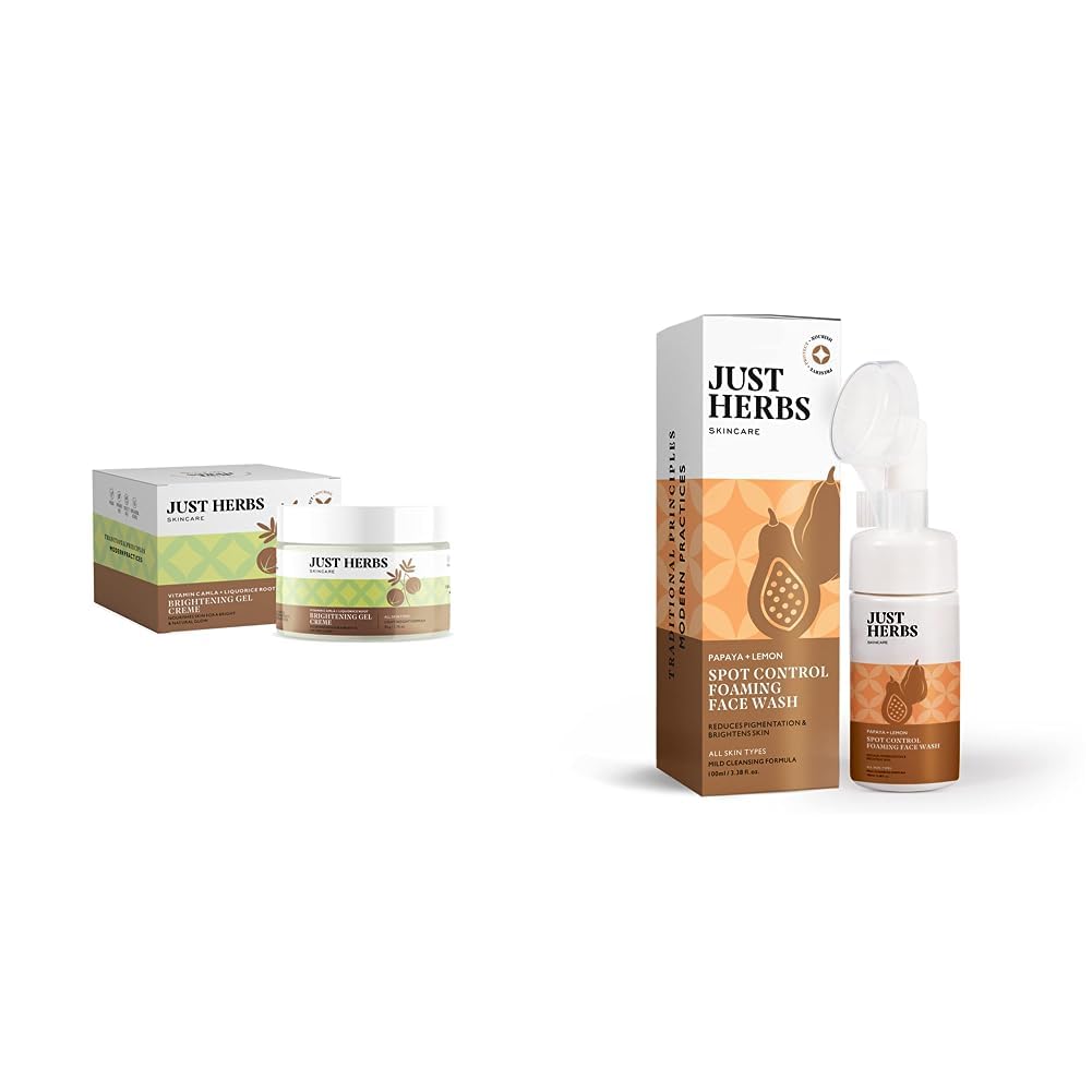 Just Herbs Ultra-Moisturising & Hydrating Vitamin C Day & Night Gel Creme- 50 gm & Just Herbs Brightening Foaming Face Wash- 100ml Combo 1