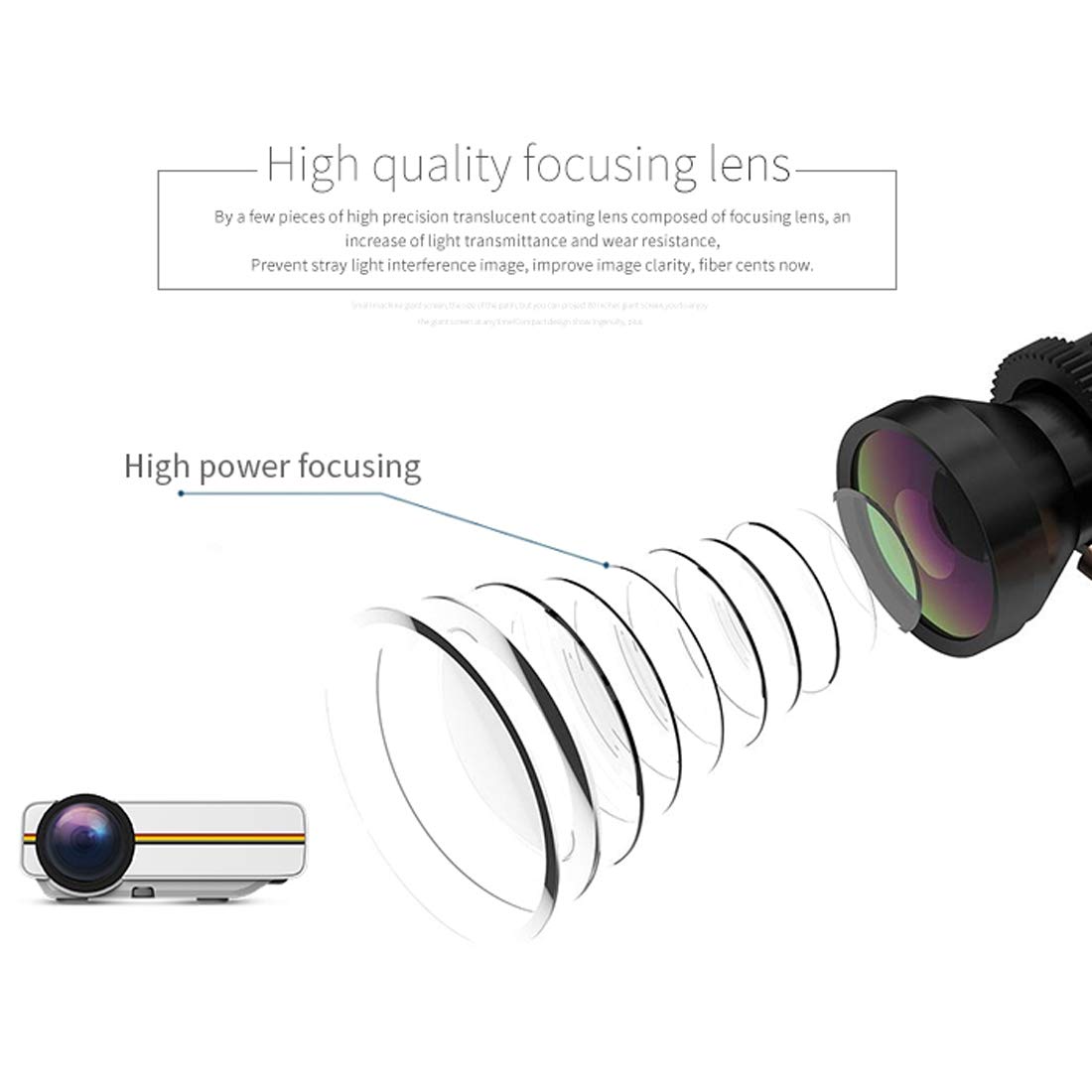 Tangyongjiao Video projectors YG400 800x480 1200LM Mini LED Projector Home Theater, Support HDMI & AV & SD & USB & VGA, Mobile Phone Version (Black) (Color : Black) 6