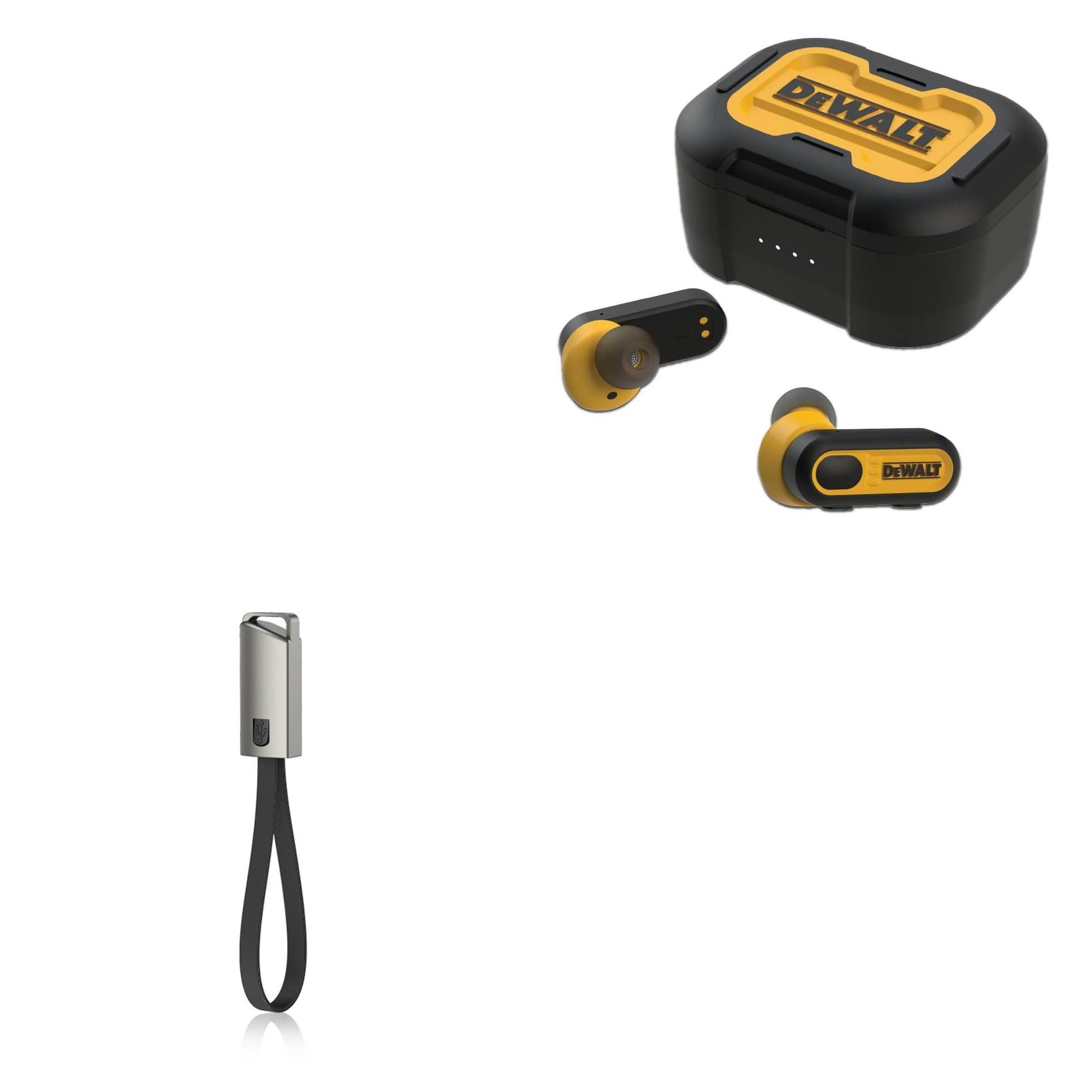BoxWave Cable Compatible with Dewalt True Wireless Bluetooth Earbuds - USB Type-C Keychain Charger, Key Ring USB Type-C to Type-A 8 in USB Cable - Jet Black 1