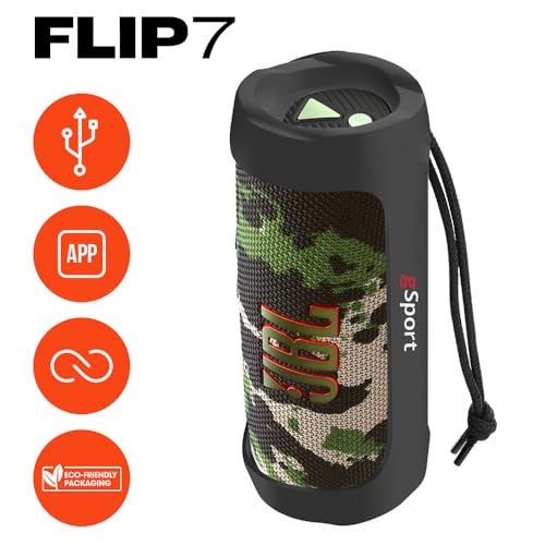 JBL FLIP 7 Waterproof Portable Speaker Bundle with gSport Silicone Sleeve (Camo) 2