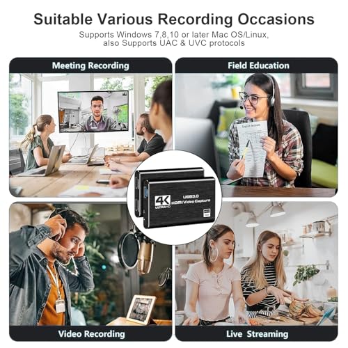 4K HDMI Video Capture Card,Nintendo Switch Capture Card for Streaming Gaming and Broadcasting,USB3.0 1080P 60FPS Video Recorder, Works with PS4, Xbox Series X/S, 3ds, PS5, Xbox One X/S, OBS, Camera 5