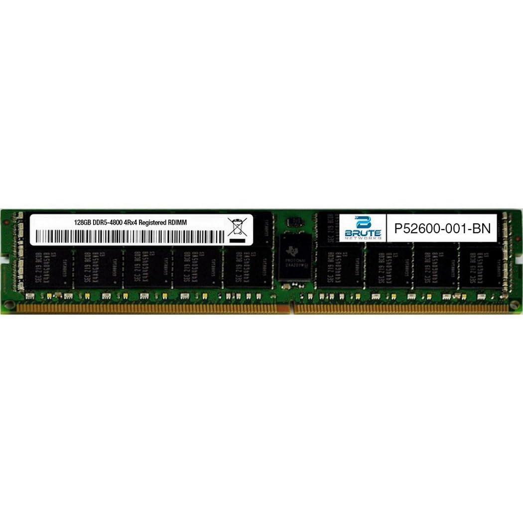 Brute Networks P52600-001-BN - 128GB PC5-38400 DDR5-4800Mhz 4Rx4 ECC Registered RDIMM(Compatible with OEM PN# P52600-001)
