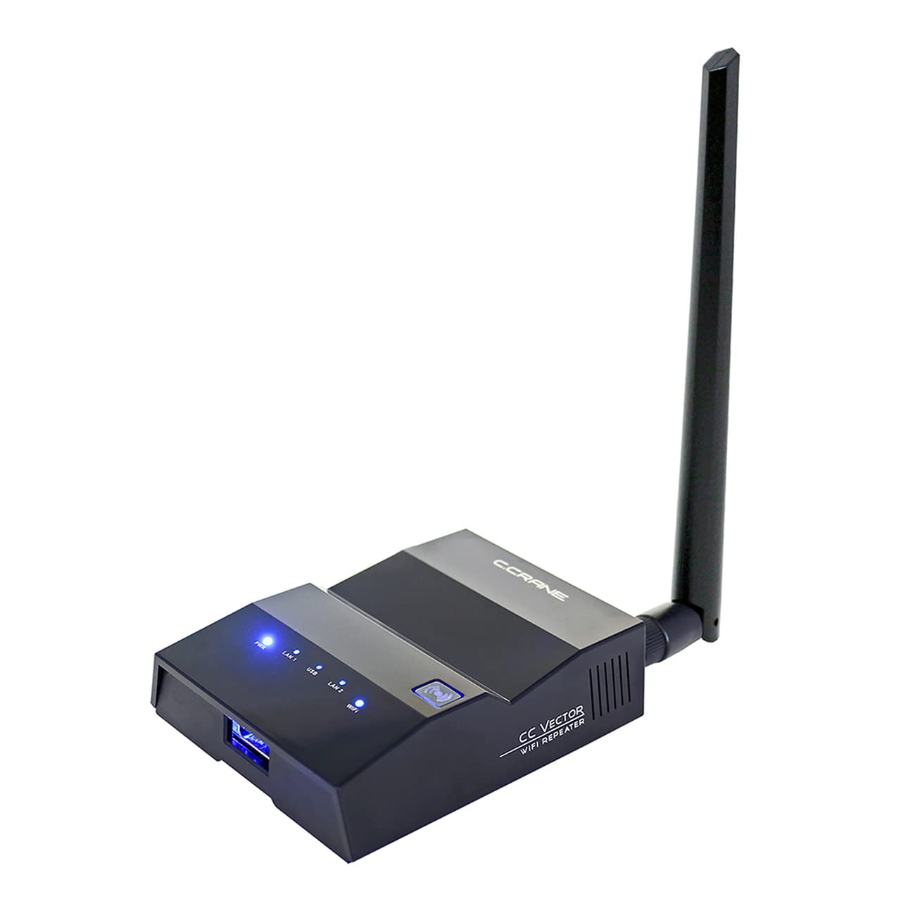 C. Crane CC Vector Long Range WiFi Receiver System – Repeats to All WiFi Devices at a Distant Location. Boost Coverage to Garage, Garden, Upstairs, Back Rooms, and More; 2.4 GHz 2
