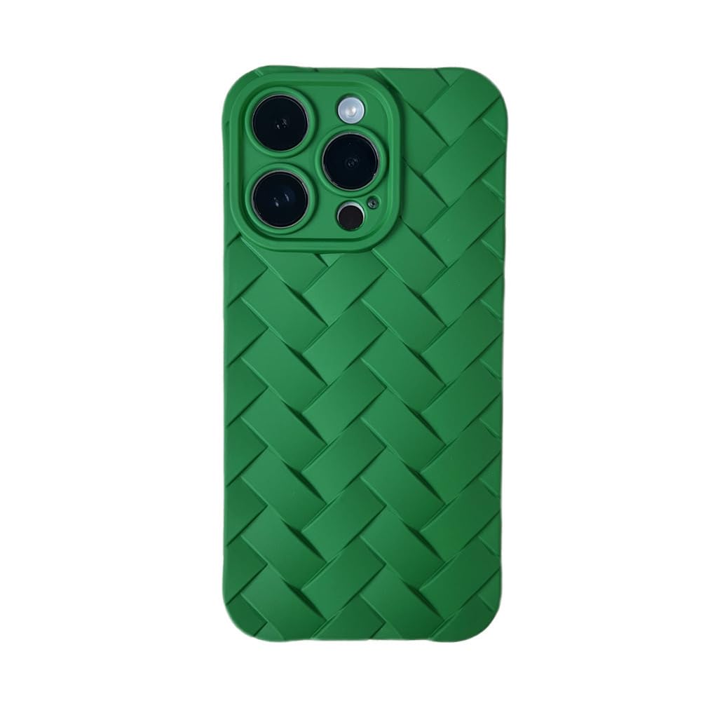 Retro Weave Pattern Solid Color Phone case, TPU Material, Simple and Atmospheric, Anti-Drop, Color Variety, for iPhone 15 14 13 12 11 Pro Max Plus Phone case (Green,iPhone 12 Pro) 1