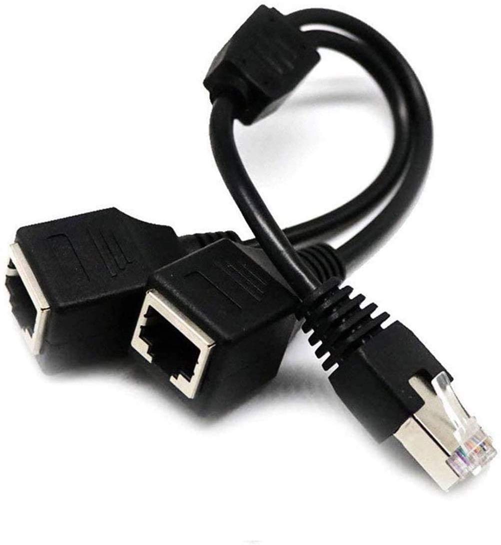RJ45 Network Splitter Adapter Cable,RJ45 1 Male to 2 Female RJ45 Splitter LAN Ethernet Network Extension Cable Adapter Suitable for Super Cat5,Cat5e,Cat6,Cat7 LAN Ethernet Socket Adapter Connector 1