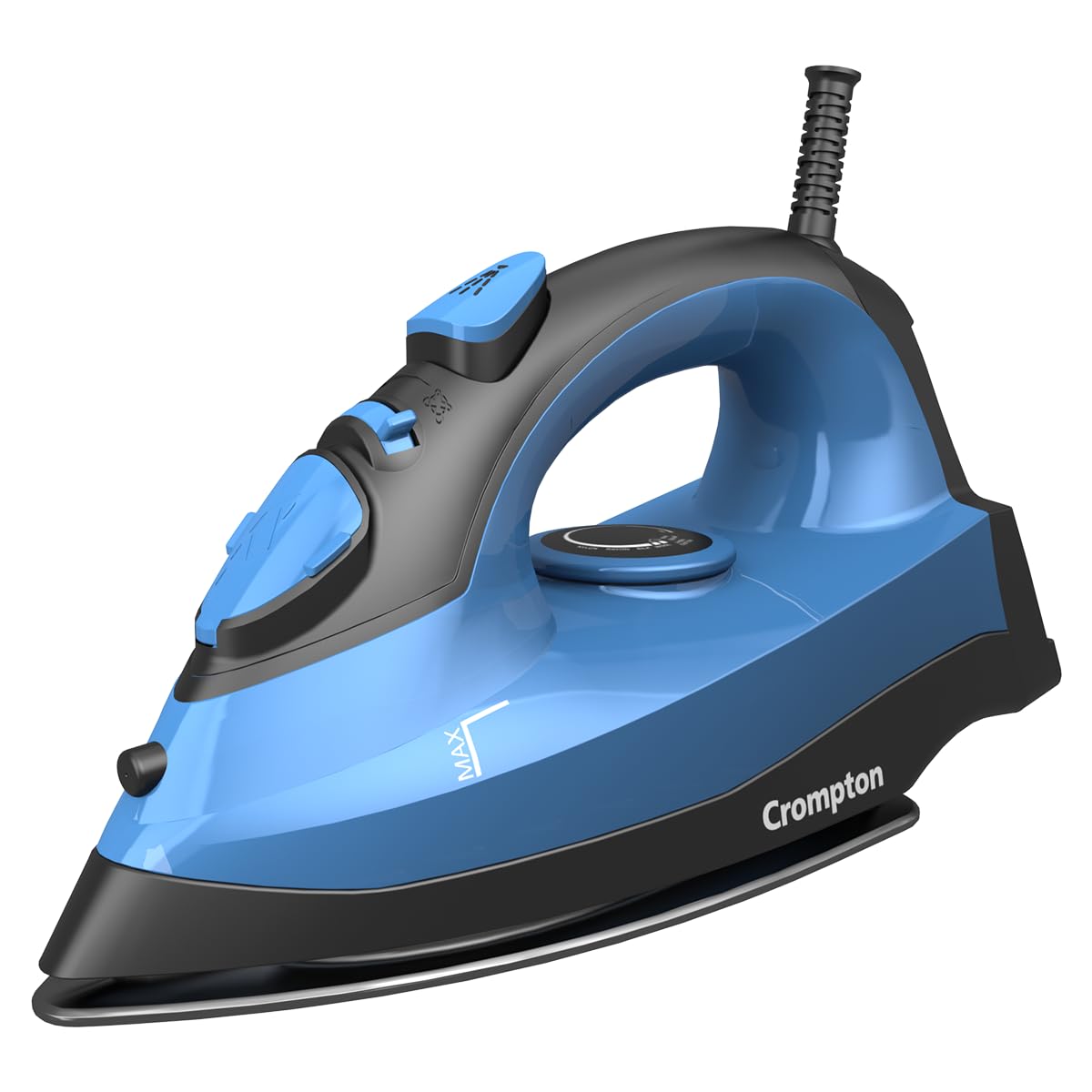Crompton Fabrimagic Neo 1200 W Steam Iron with 180 ml water tank, Upto 15g /min Steam Output with Vertical Steaming and Non-Stick Soleplate (Blue), 6 Fabric Settings. 1