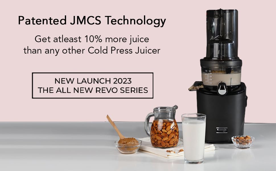 Kuvings REVO830 Black Luxury Cold Press Whole Slow Juicer (2023 New Launch), World's First Juicer with Patented Automatic-Cutting Auger to reduce juicing time, 12 Years Manufactuer Warranty, 240W 4