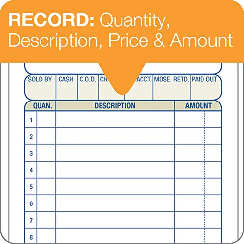 Adams Sales Order Book, 2-Part, Carbonless, White/Canary, 3-11/32 x 7-3/16 Inches, 50 Sets per Book (DC3705) 6