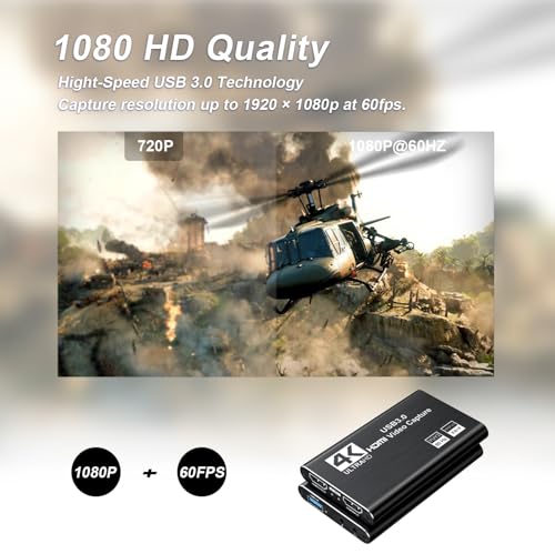 4K HDMI Video Capture Card,Nintendo Switch Capture Card for Streaming Gaming and Broadcasting,USB3.0 1080P 60FPS Video Recorder, Works with PS4, Xbox Series X/S, 3ds, PS5, Xbox One X/S, OBS, Camera 4