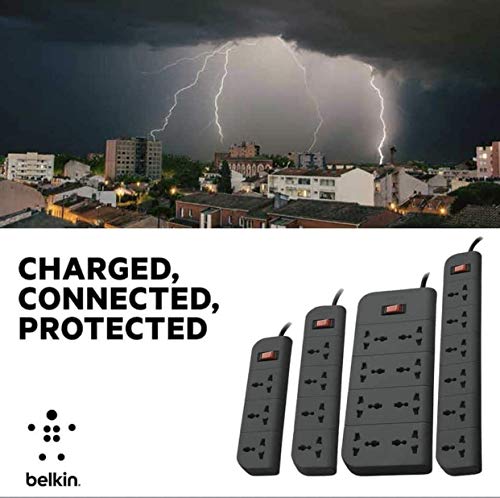 Belkin 8-Socket Surge Protector Universal Socket with 6.5ft (2-Meter) Heavy Duty Cable Overload Protection, Extension Cord Comes with 5 Years Manufacturer Warranty, Grey Color 4