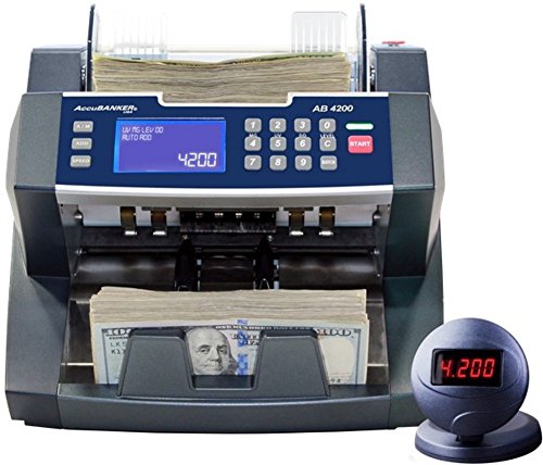 AccuBANKER AB4200 Bill Counter, 300 Bills Hopper Capacity, 200 Bills Stacker Capacity, Variable Counting Speeds up to 1,800 Bills/min & Emergency Stop Function, Commercial Grade, UL & CE cert 1