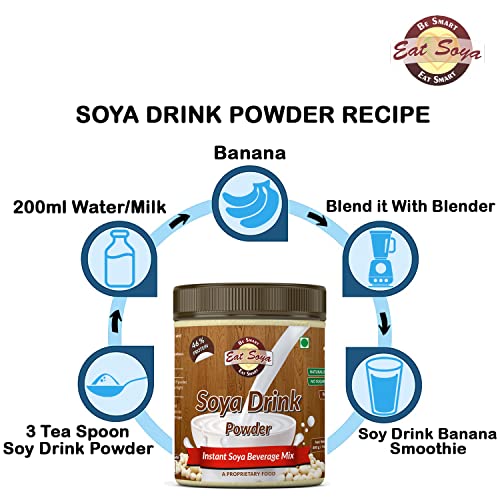 Eat Soya...BE SMART EAT SMART Soy Drink Powder 400gm - Vanilla, Plain (Sugar Free) Vegan - Non GMO - 45% Protein (Pack of 2) 4
