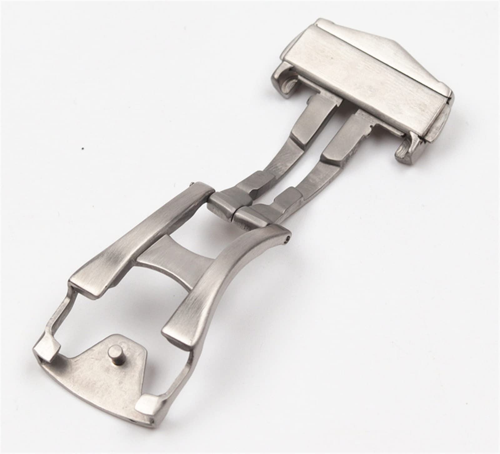 CZKE Stainless Steel Solid Double Push Button Fold Watch Buckle Butterfly Deployment Clasp Watch Strap 18mm for Omega Silver Buckle 5