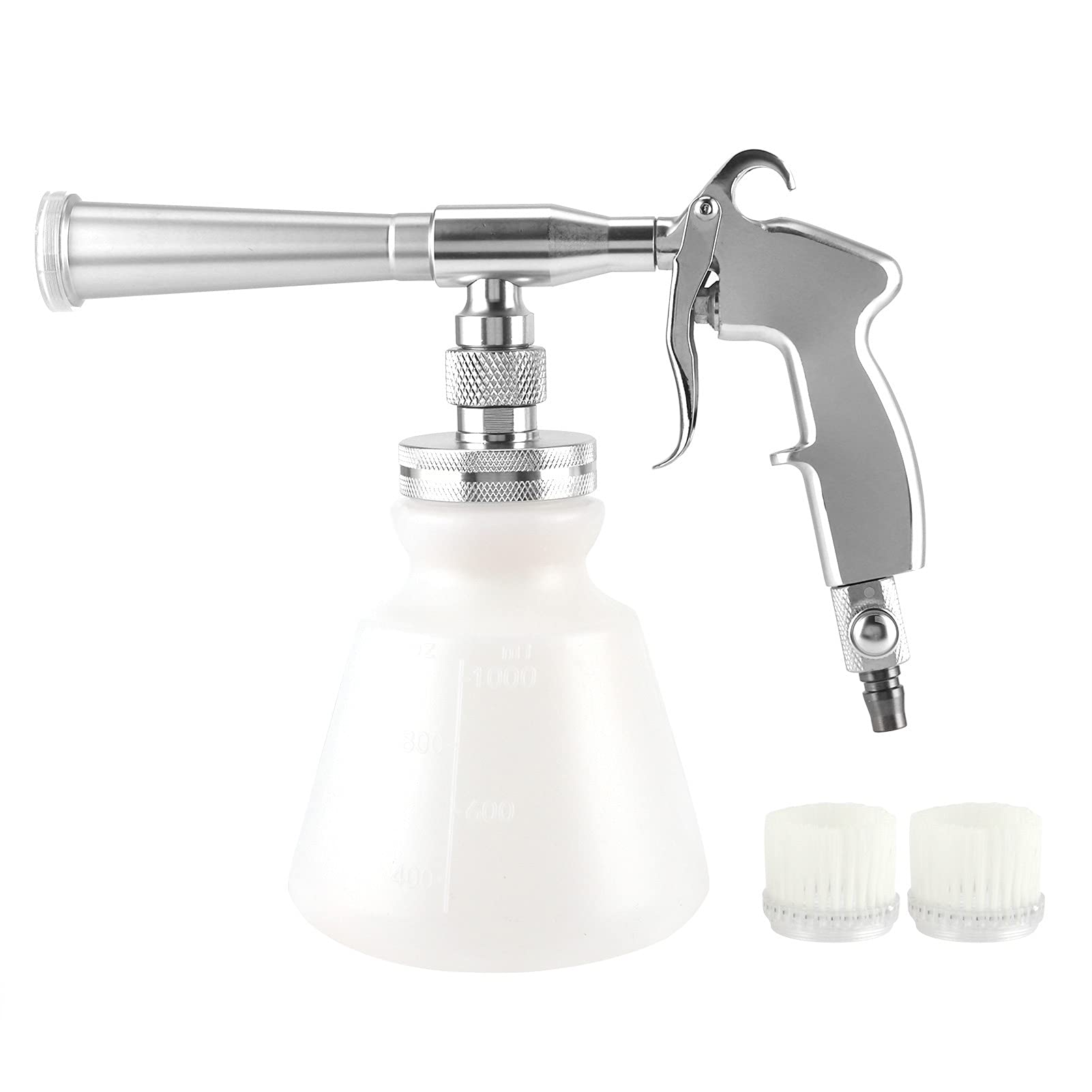 KLLJRFW Car Cleaning Gun, 6.2 to 9.5KG High Pressure Air Blower Gun for Car Detailing, Quickly Clean Car Interior Cleaning Kit with 2 Nozzles and Thickened Foam Bottle (Silver) 1