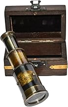 Antique Style Brass Telescope Maritime Spyglass with Wooden Box-Gift 1