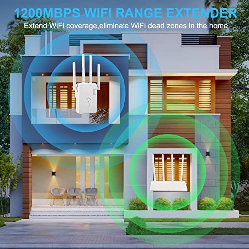 WiFi Extender WiFi Booster/WiFi Range Extender 1200Mbps Dual Band 5.8G 2.4G Internet Booster WiFi 180°Rotatable Antennas WiFi Signal Booster Extender WiFi Repeater Covers up to 8000sq.ft & 35+Devices 3