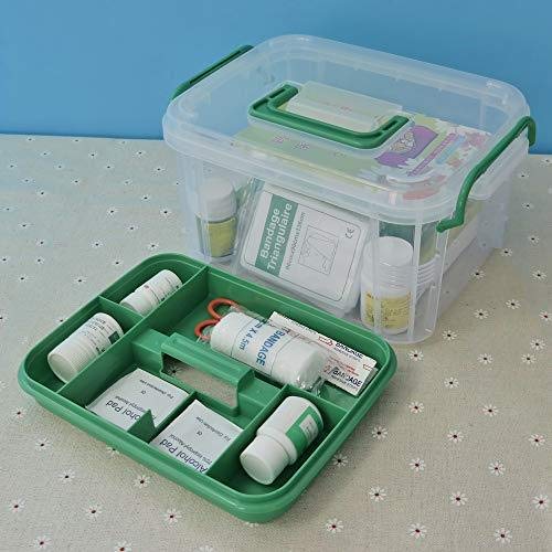 MD'S Home Plastic First Aid Box Medicine Organizer Transparent Storage Box Container Family First Aid Box Medical Kit Medicine Organizer Storage Container With Locking Lid & Carry Handle, Rectangular 3