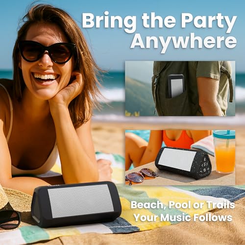 OontZ Ultra Portable Bluetooth Speaker 5.0, 2 Pack - IPX7 Waterproof, 14W Sound, 20-Hr Battery, 100ft Wireless Range, Deep Bass and Clear Audio, Durable Shower Speaker for Pool or Beach (White) 4