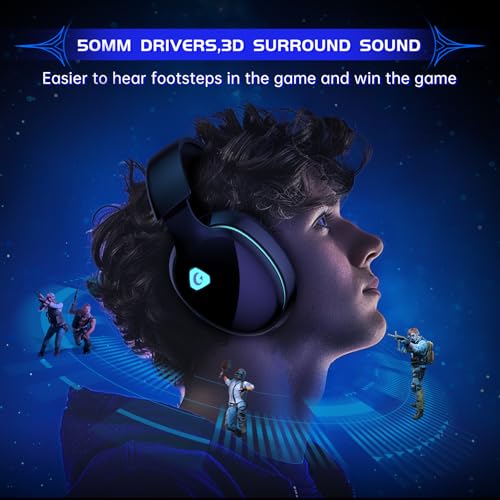 Gvyugke Gaming Headset Wireless 2.4GHz for PS5, PS4 Fortnite/Call of Duty/FPS Gamers, PC, Switch, Bluetooth 5.3 Gaming Headphones with ENC Microphone, Surround Sound, 40+H Battery (Black) 3