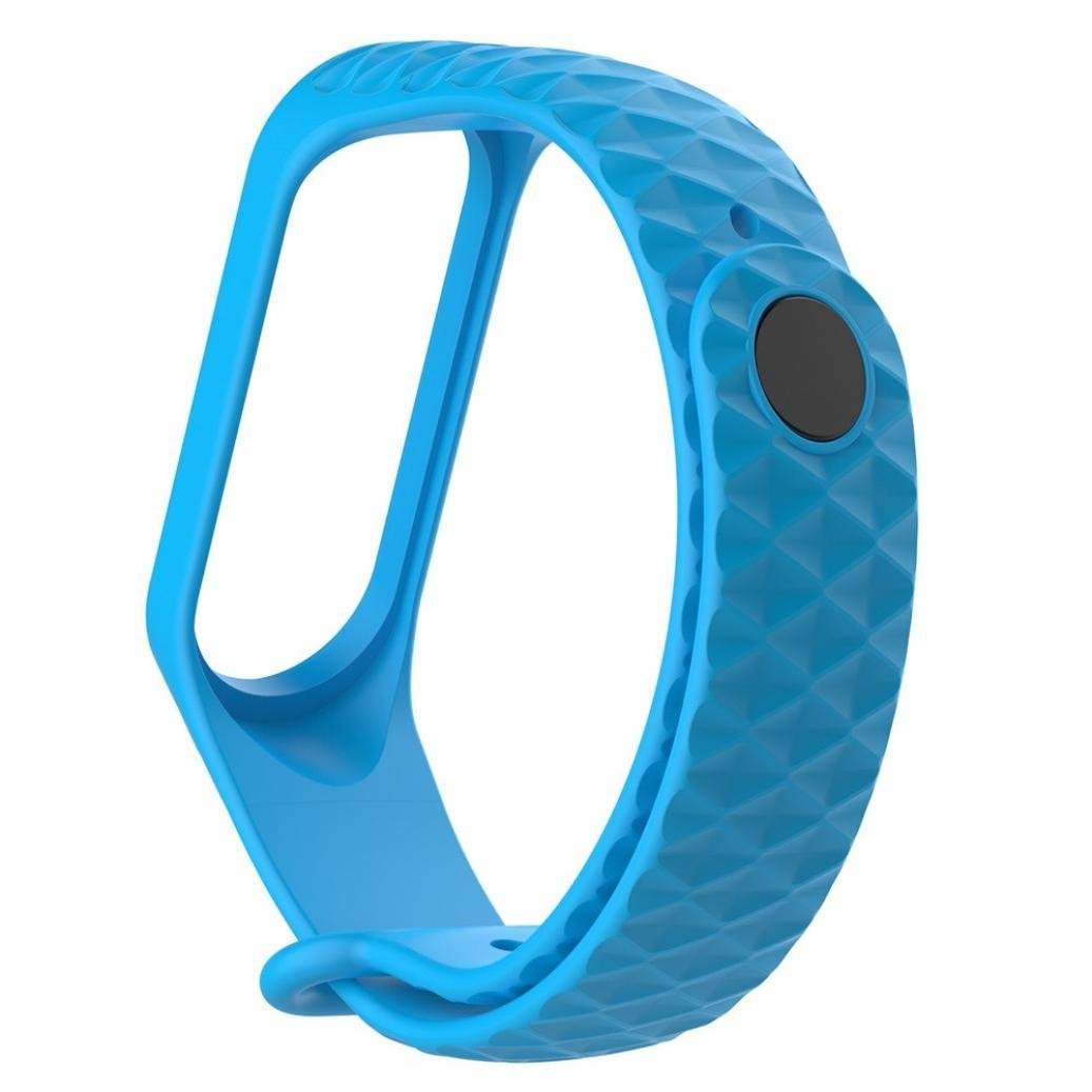 ACUTAS Sports Soft Silicone Durable TPU Wristband Lightweight Strap for XIAOMI MI Band 3 (Blue Designing) 4