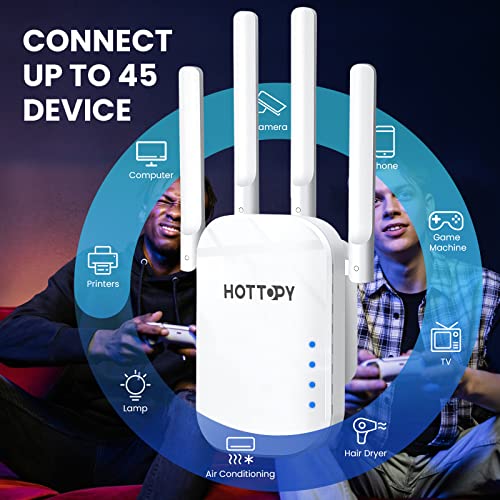 WiFi Extenders Signal Booster for Home – 8200 sq ft Easy Setup WiFi Booster Wireless Router with Plug and Play Design – WiFi Repeater Internet Booster with 4 Antennas – Full Signal Coverage Withe 2