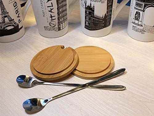 SATYAM KRAFT 1 Pcs Ceramic London Printed Coffee Mug with Wooden Lid & Steel Spoon for Coffe, Milk, Best Valentine Gift for Staff, Girls, Boys, Men, Women, Friends,Anniversary,(400 ml) 6