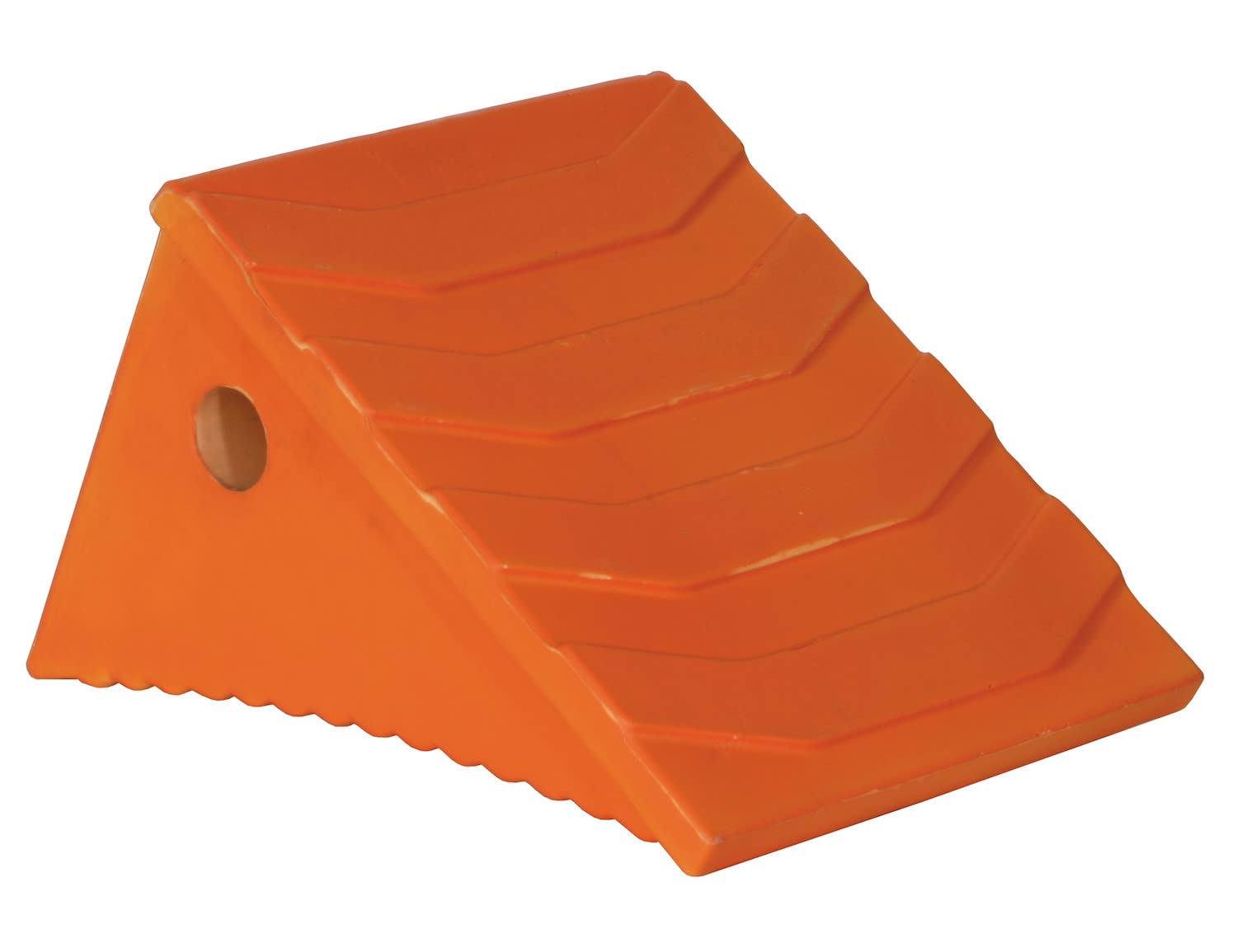 Buyers Products WC8118 Orange Polyurethane Wheel Chock, 8.69 x 11.25 x 8.13 Inch, Lightweight and Semi Rigid with Mounting Holes, Ideal for Industrial and Agricultural Vehicle Maintenance and Storage 3