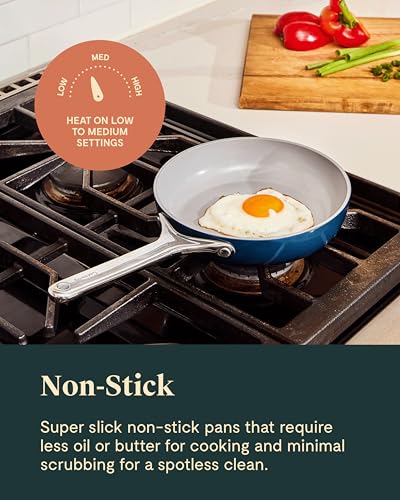 Caraway Mini Cookware Set - Non-Stick Ceramic Fry Pan (1.05 qt, 8") Sauce Pan (1.75 qt) & Storage Rack - Non Toxic, PTFE & PFOA Free - Oven Safe & Stovetop Agnostic (Gas, Electric & Induction) - Cream 5