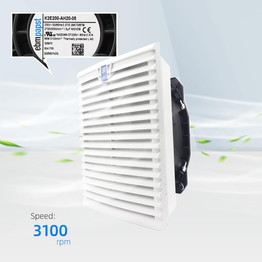 K2E200-AH20-05 eBm Papst 200mm AC Axial Fan K2E200AH2005 0.37A 230V 70W High Airflow Filter Unit Axial Cooling Fans, 2700 RPM Industrial Cooling Fan for Cabinet SK3243.100 4