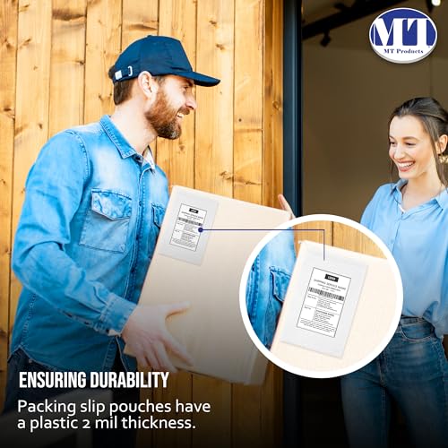 MT Products Blank Envelope Shipping Label Sleeves - 6.5" x 10" Packing Slip Pouches for Shipment/Return - Pack of 100 3