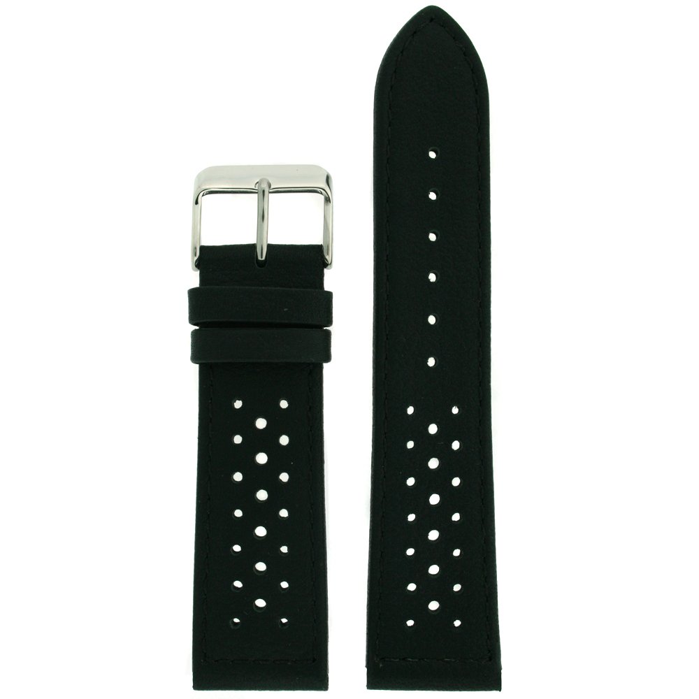 Tech Swiss Watch Band Black Sport Design Genuine Leather 18 Millimeter 1